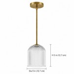 Alain Farmhouse Cooper Ribbed Glass Pendant Light