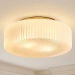 Nymirra Modern Ribbed Glass Flush Mount Ceiling Light