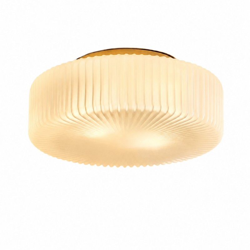 Nymirra Modern Ribbed Glass Flush Mount Ceiling Light