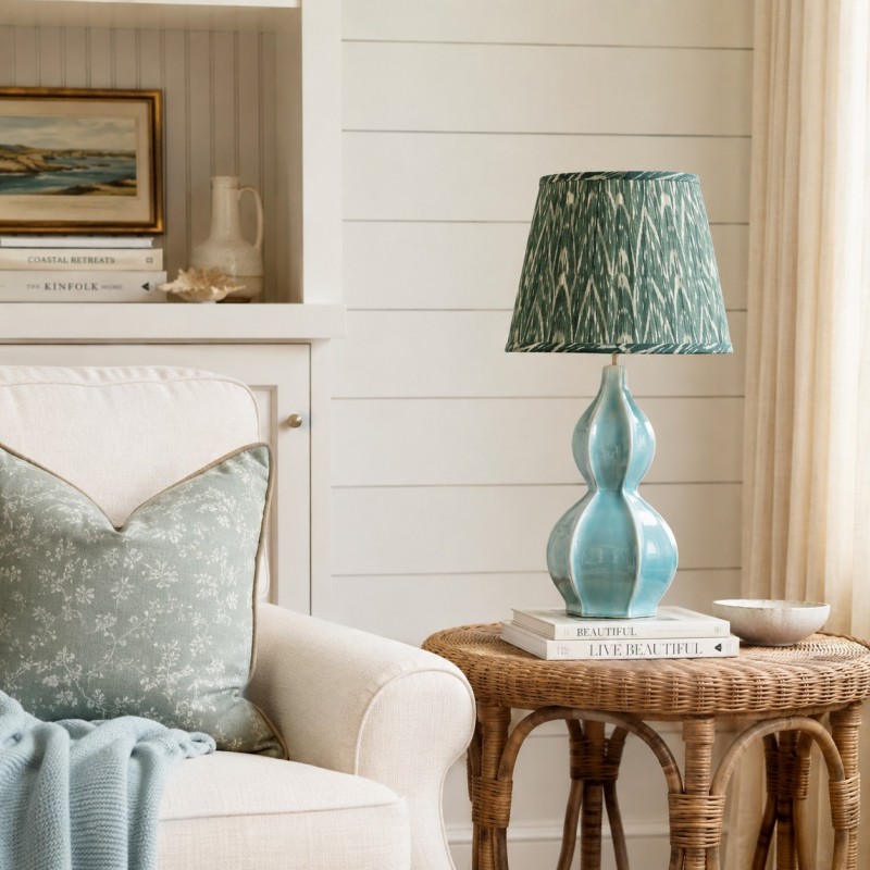 Cresenda Bohemian Fabric Ceramic Gourd Table Lamp