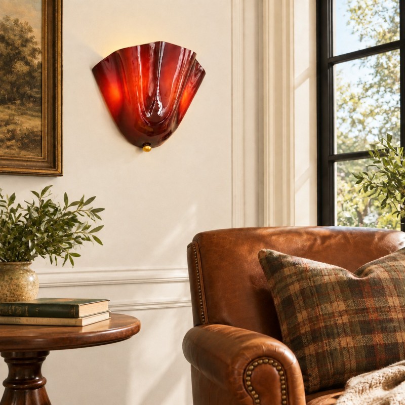 Kyrintha Mid-Century Skirt Shell Glass Fazzo Petalia Wall Sconce