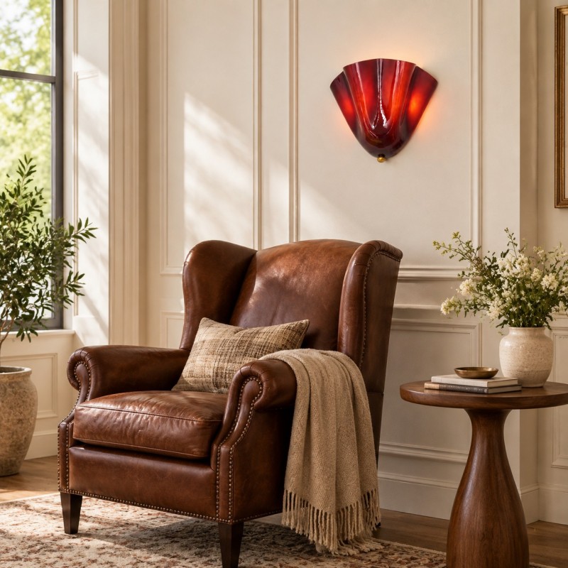 Kyrintha Mid-Century Skirt Shell Glass Fazzo Petalia Wall Sconce