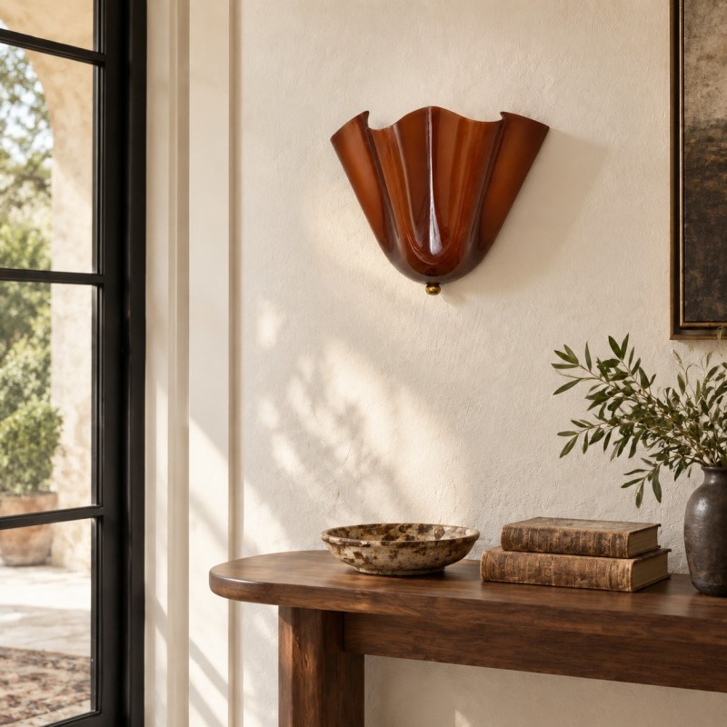 Kyrintha Mid-Century Skirt Shell Glass Fazzo Petalia Wall Sconce