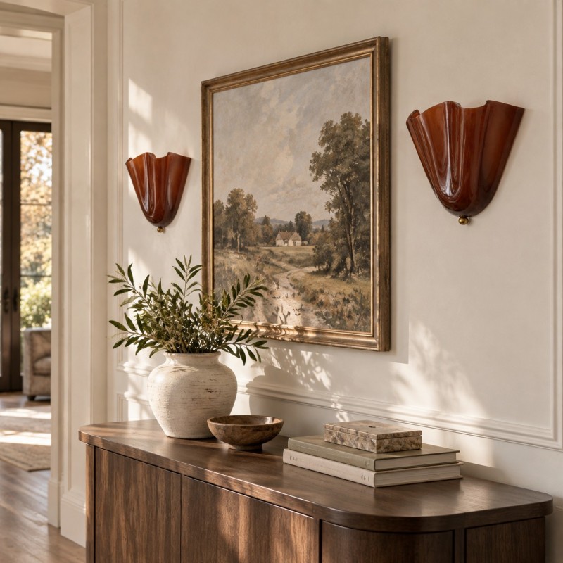 Kyrintha Mid-Century Skirt Shell Glass Fazzo Petalia Wall Sconce