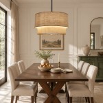 Javier Natural Linen Double Fabric Drum Pendant Light