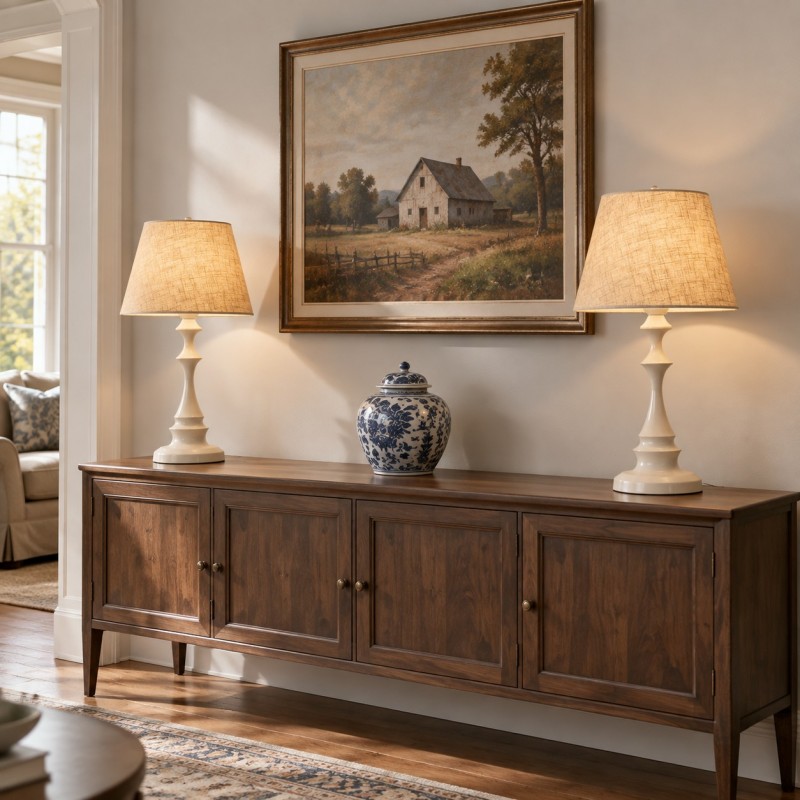 Issac Classic Linen Empire Iron Body Table Lamp