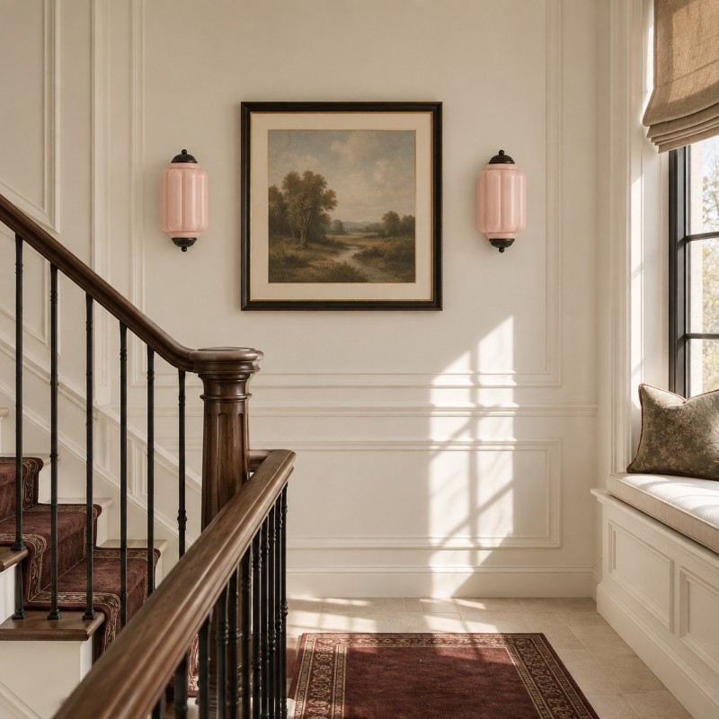 Michael Vintage Eloise Milk Glass Flush Wall Light