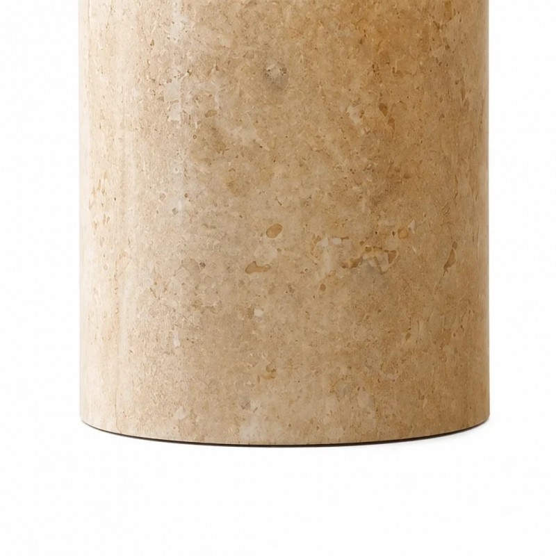 Hamlin Modern Linen & Travertine Cylindrical Table Lamp
