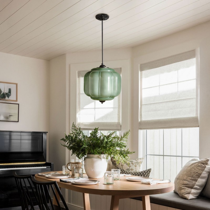 Cyrilith Vintage Milk Glass Oiled Brass Eloise Pendant light