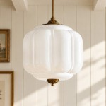 Zavier Vintage Cylinder Wave Pattern Glass Shade Pendant Chandelier
