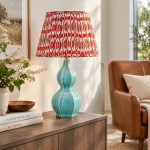 Cresenda Bohemian Fabric Ceramic Gourd Table Lamp