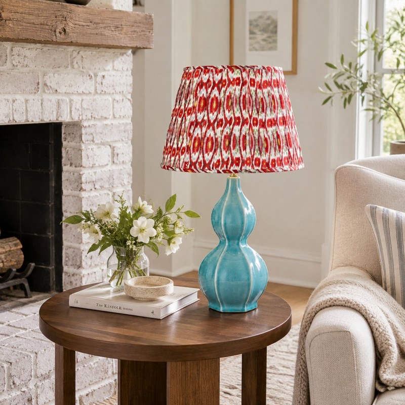 Cresenda Bohemian Fabric Ceramic Gourd Table Lamp