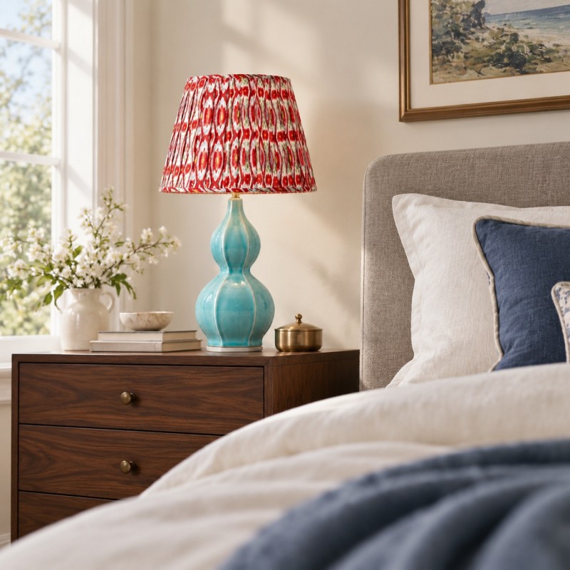 Cresenda Bohemian Fabric Ceramic Gourd Table Lamp