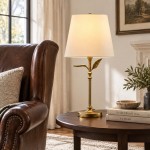 Huxley Rustic Antique Brass Botanical Forged Iron Table Light