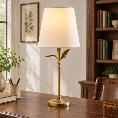 Huxley Rustic Antique Brass Botanical Forged Iron Table Light