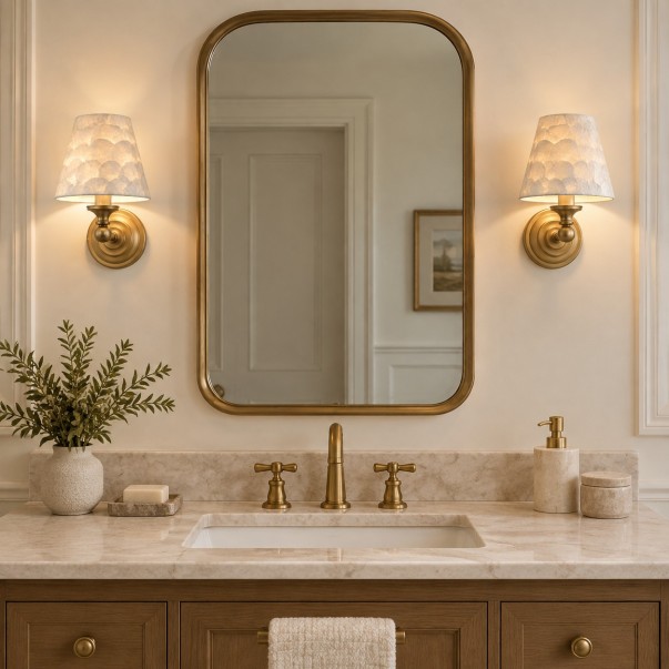 Joel Retro Brass Shell Shade Wall Sconce