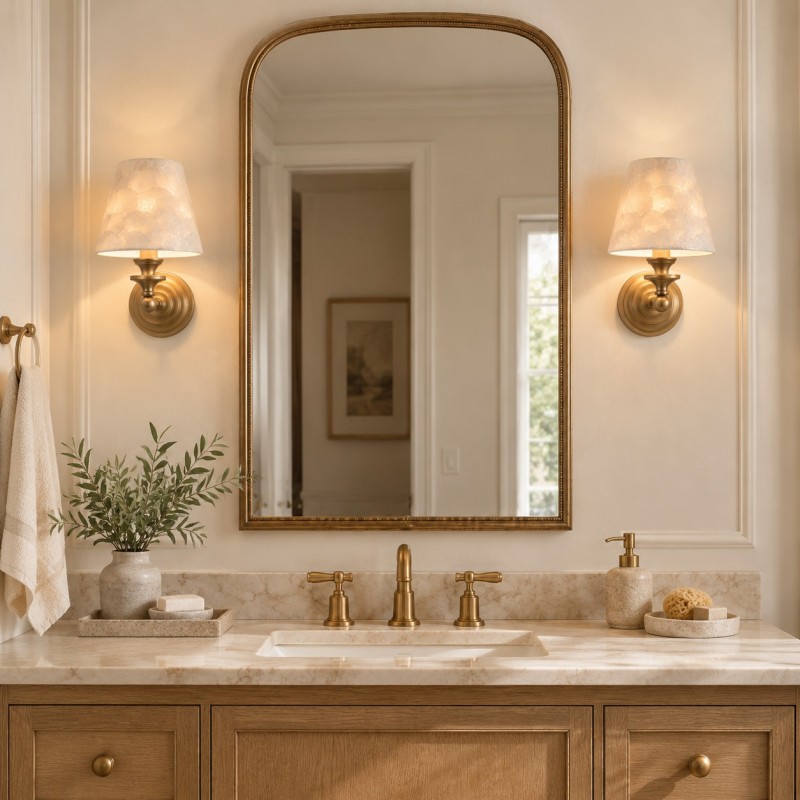 Joel Retro Brass Shell Shade Wall Sconce