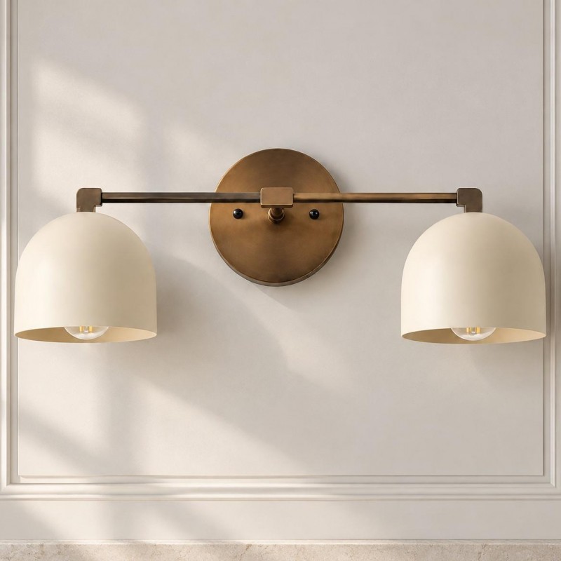 Astair Nordic Metal Deep Dome Vanity Wall Sconce in Rustic Brass