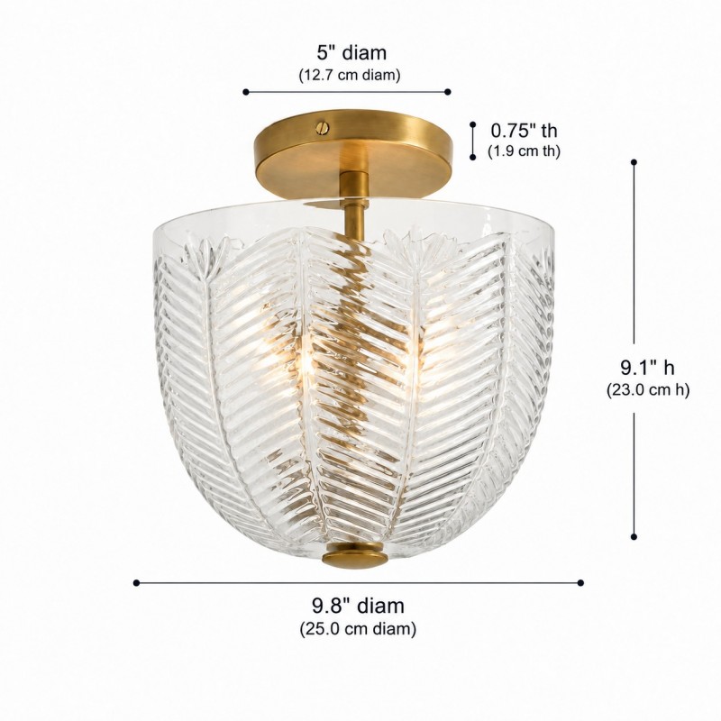 Danica Mid-century  Glass Leaf Round Flush Mount Ceiling Light