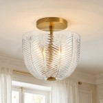 Danica Mid-century  Glass Leaf Round Flush Mount Ceiling Light