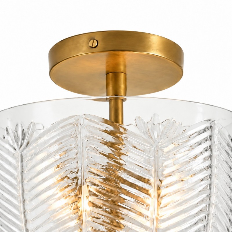 Danica Mid-century  Glass Leaf Round Flush Mount Ceiling Light