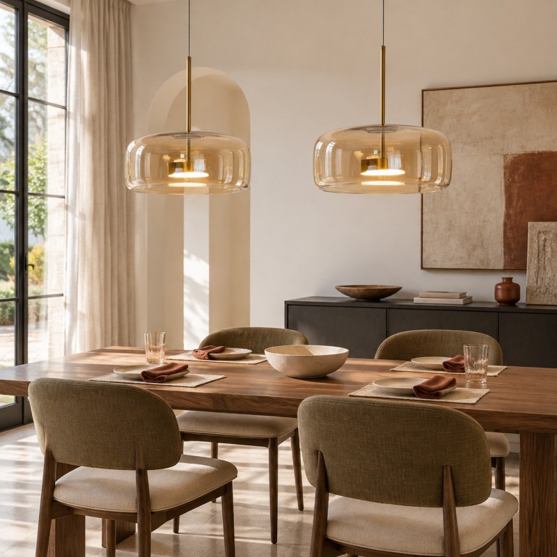 Raith Mouth Blown Glass Shade Pendant Light