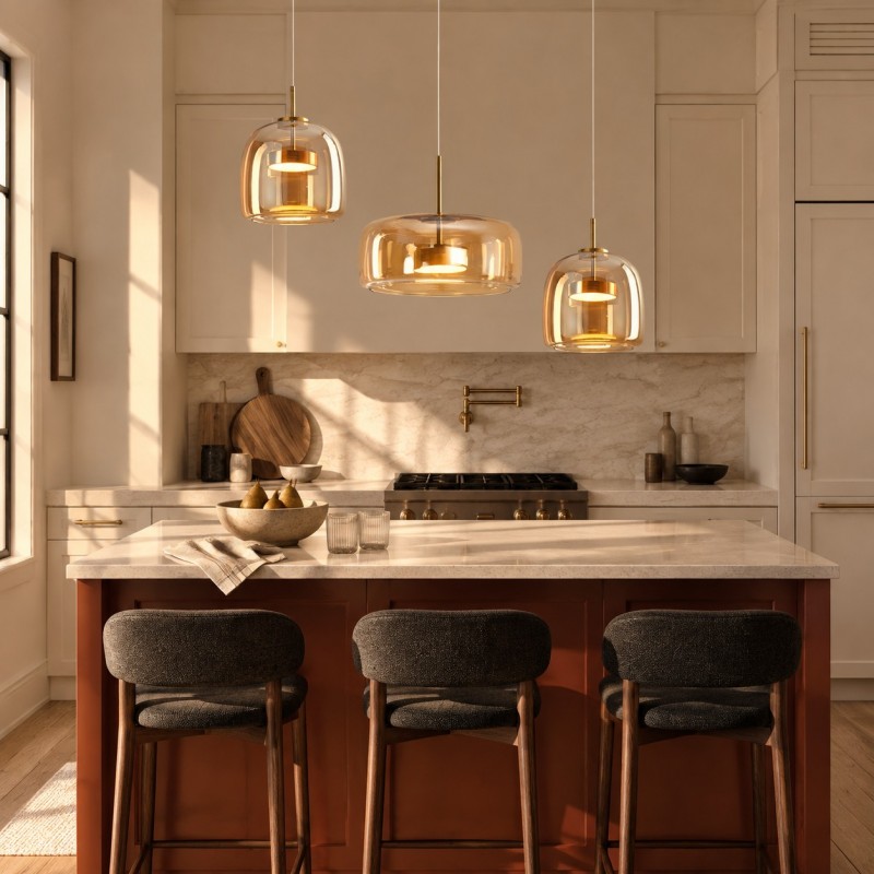 Raith Mouth Blown Glass Shade Pendant Light
