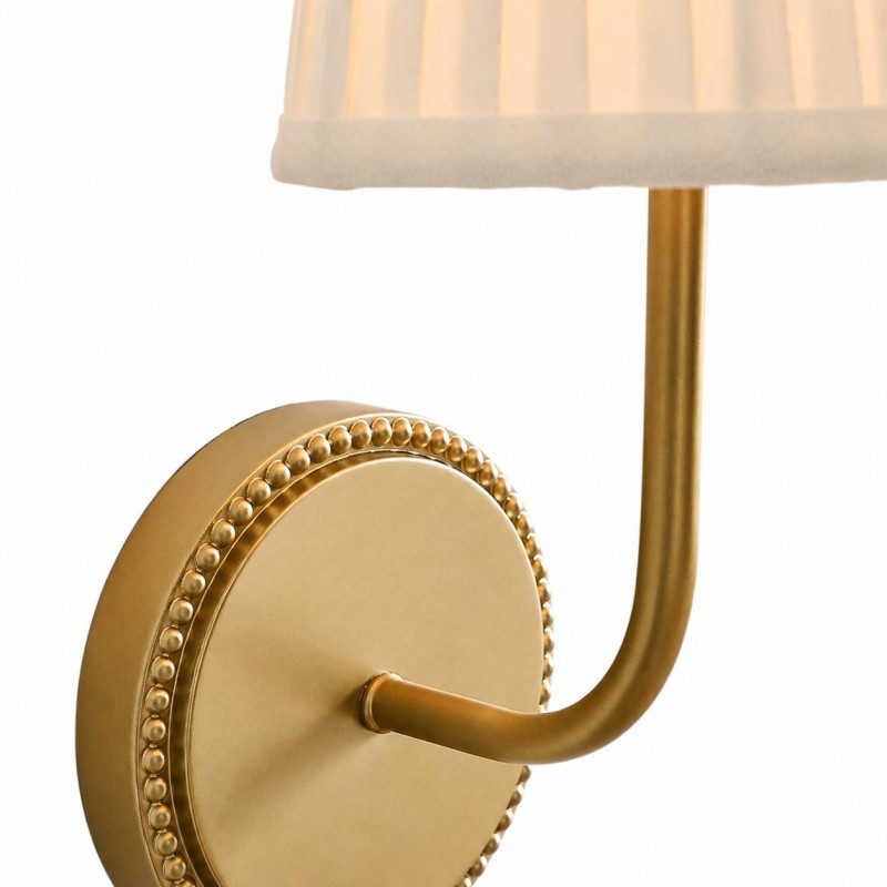 Veluna Vintage Brass Fabric Cone Wall Sconce