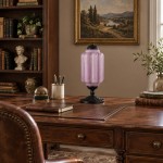 Nexos French Retro Cream Glass Textured Eloise Table Lamp