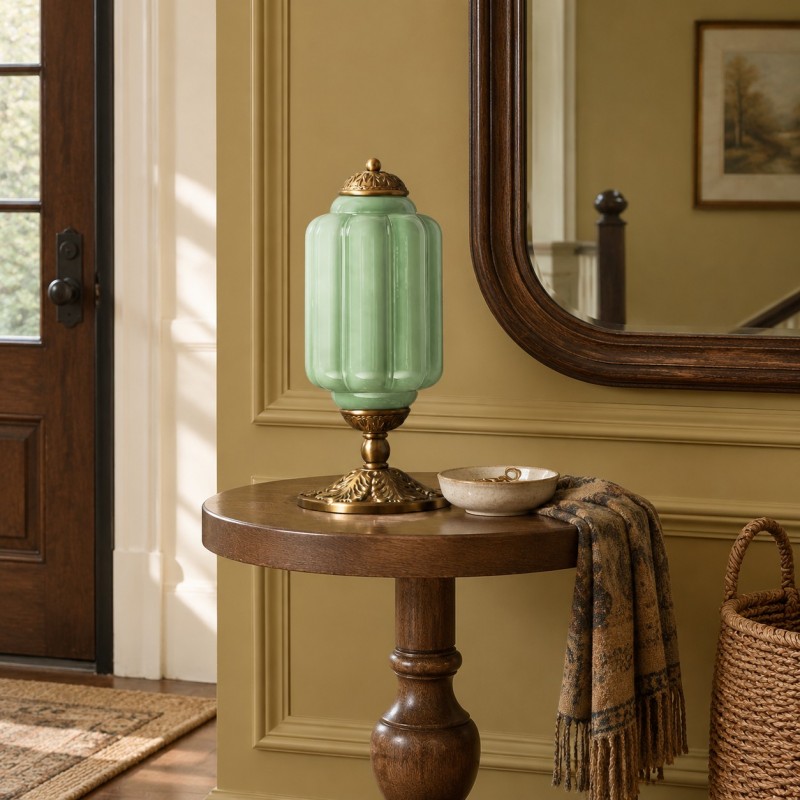 Nexos French Retro Cream Glass Textured Eloise Table Lamp