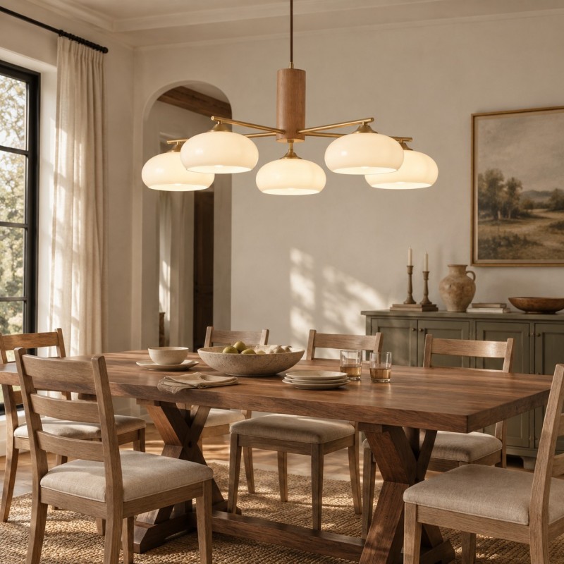 Xanthea Elliptical Persimmon Milk Glass Chandelier