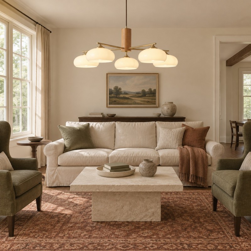 Xanthea Elliptical Persimmon Milk Glass Chandelier