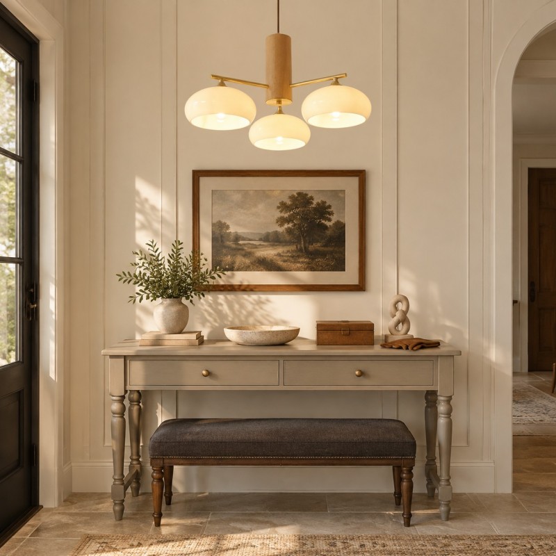 Xanthea Elliptical Persimmon Milk Glass Chandelier