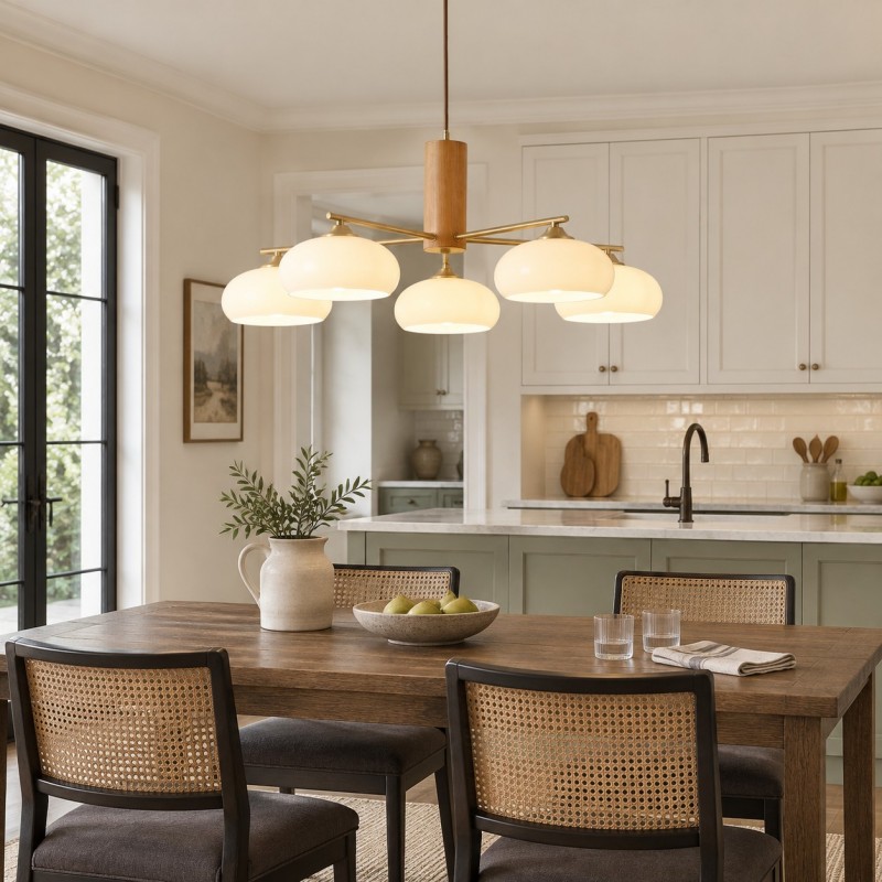 Xanthea Elliptical Persimmon Milk Glass Chandelier