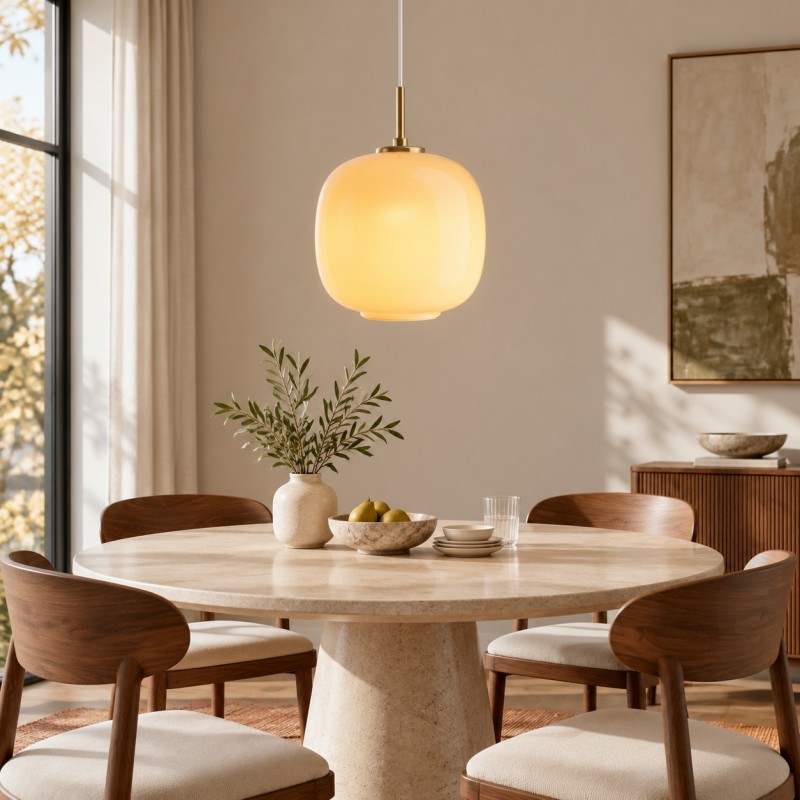 Louis Cream Stained Glass Globe Pendant Light