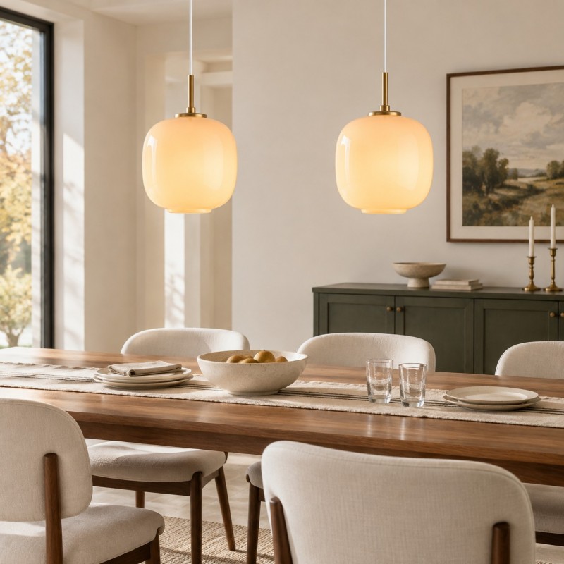 Louis Cream Stained Glass Globe Pendant Light