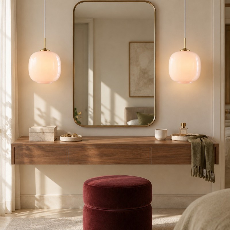 Louis Cream Stained Glass Globe Pendant Light