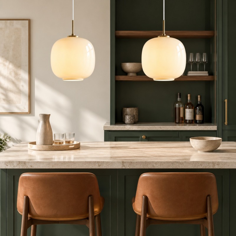 Louis Cream Stained Glass Globe Pendant Light