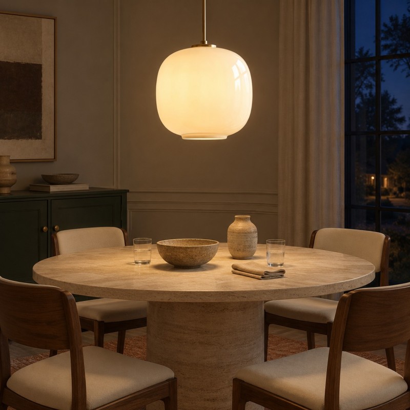 Louis Cream Stained Glass Globe Pendant Light