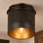 Archie Faux Travertine Round LED Flush Mount Ceiling Light