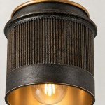 Damon Vintage Cylinder Fluted Metal Flush Mount Ceiling Light