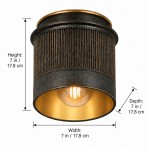 Damon Vintage Cylinder Fluted Metal Flush Mount Ceiling Light