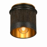 Damon Vintage Cylinder Fluted Metal Flush Mount Ceiling Light