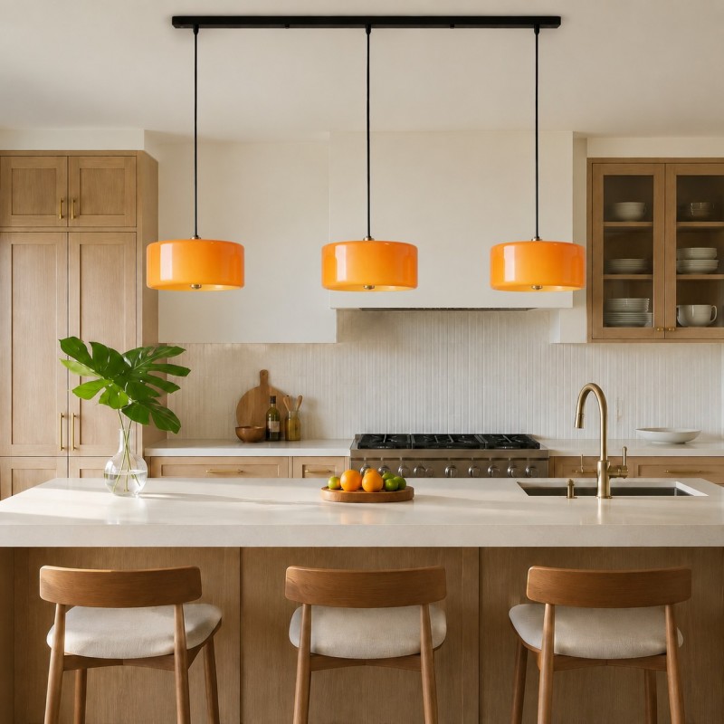 Xavier Modern Glossy Ceramic Drum Pendant Light