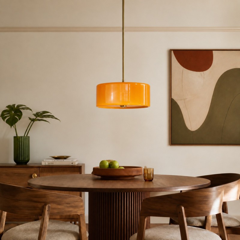 Xavier Modern Glossy Ceramic Drum Pendant Light