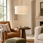 Toren Modern White Linen Drum Pendant Light