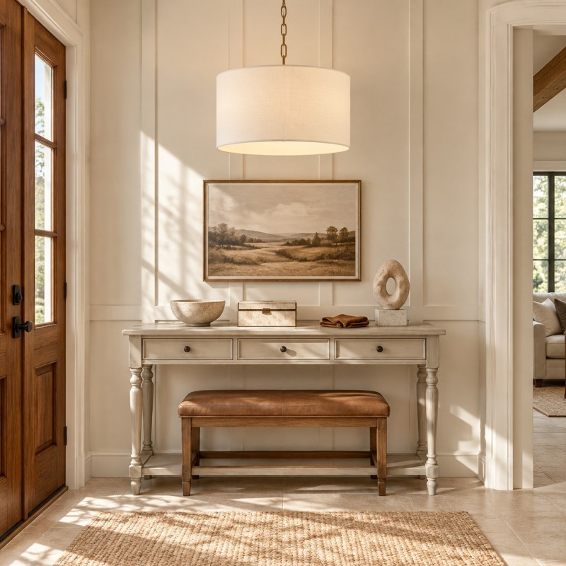 Toren Modern White Linen Drum Pendant Light