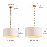 Toren Modern White Linen Drum Pendant Light