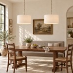 Toren Modern White Linen Drum Pendant Light