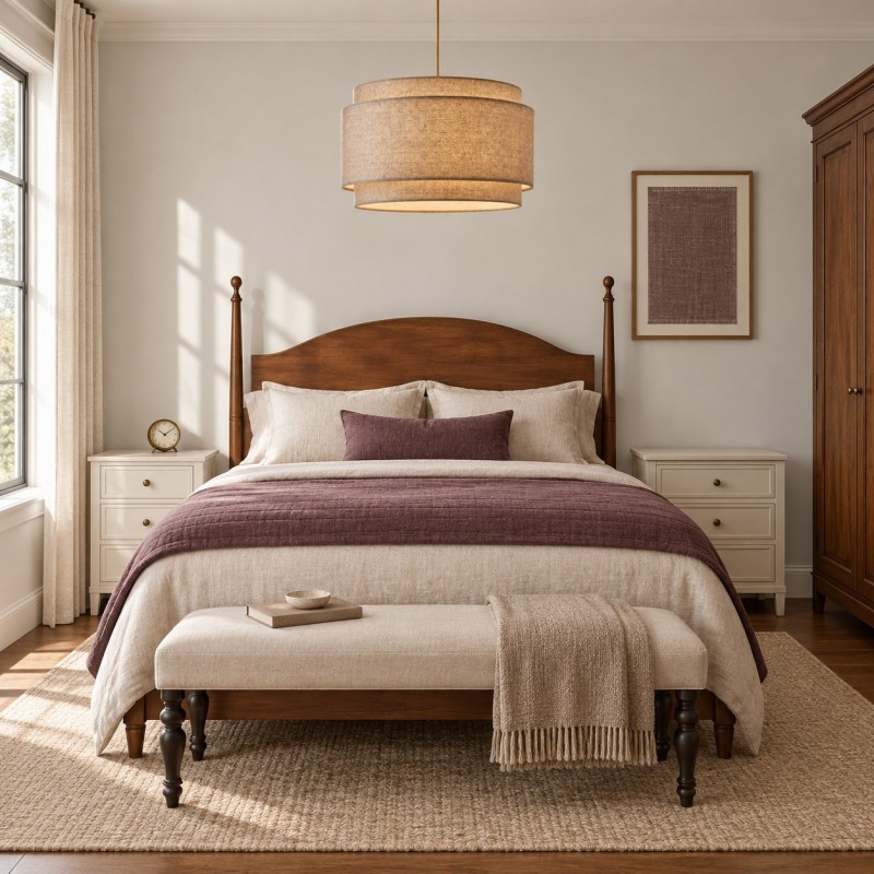 Virelai Modern Linen Double Drum Pendant Light